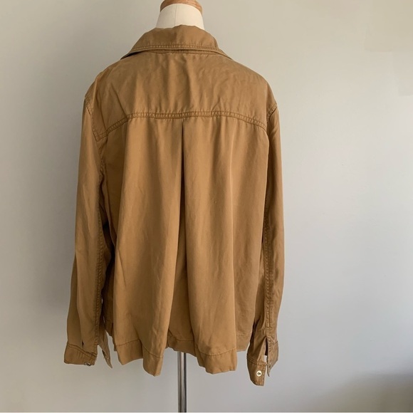 LOFT 100% lyocell snap button utility swing jacket tan beige size XL - Picture 2 of 6